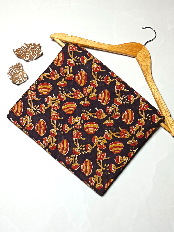 Bagru Kalamkari Red And Yellow Matkii Jaal Print