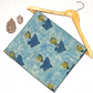 Ajrak  Single Indigo Butta With Yellow Leaves Print