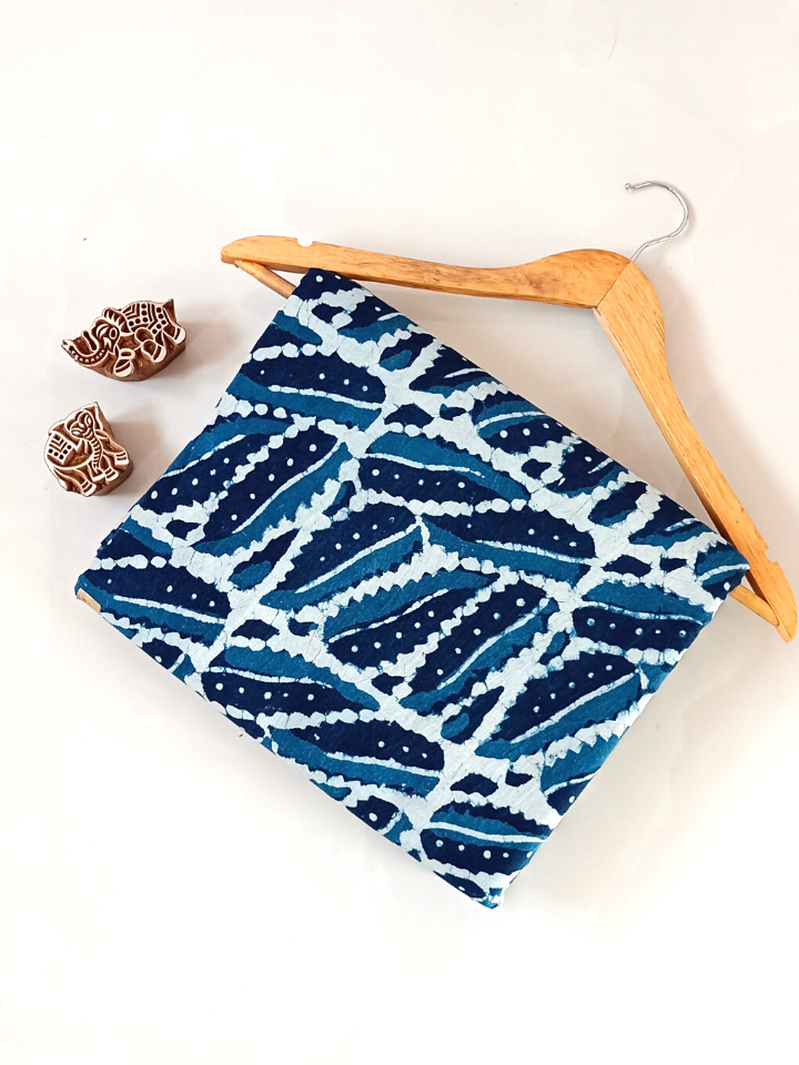 Dabu Indigo Geometric Block Print