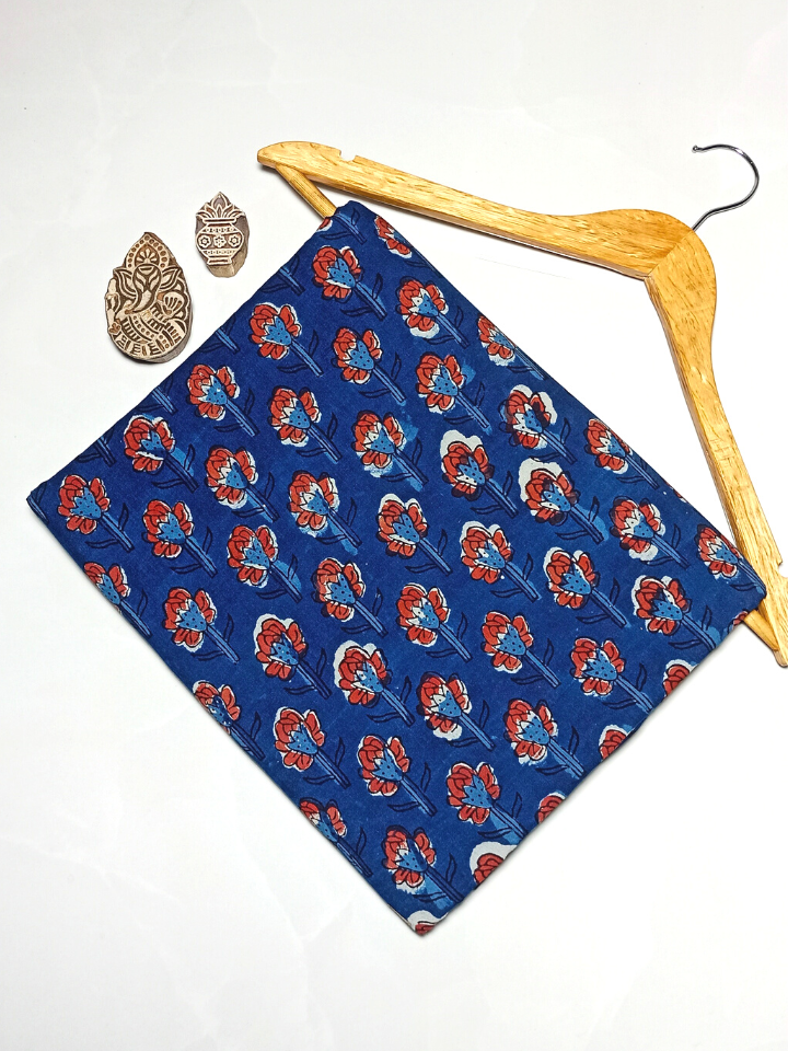 Jawtha Small Red And Indigo Floral Butti Print