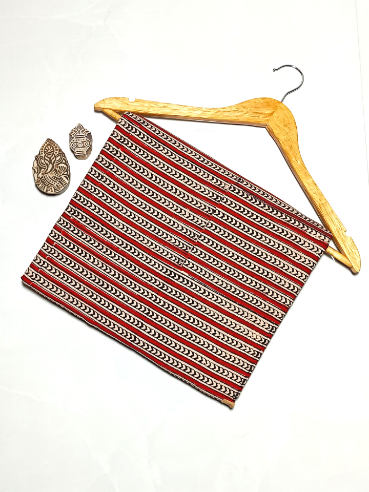 Bagru Kalamkari Red Triangle Blocks All Over Print