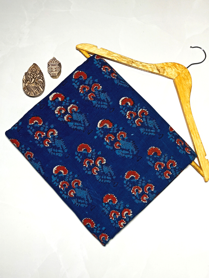 Jawtha Red And Indigo Floral Butta Print