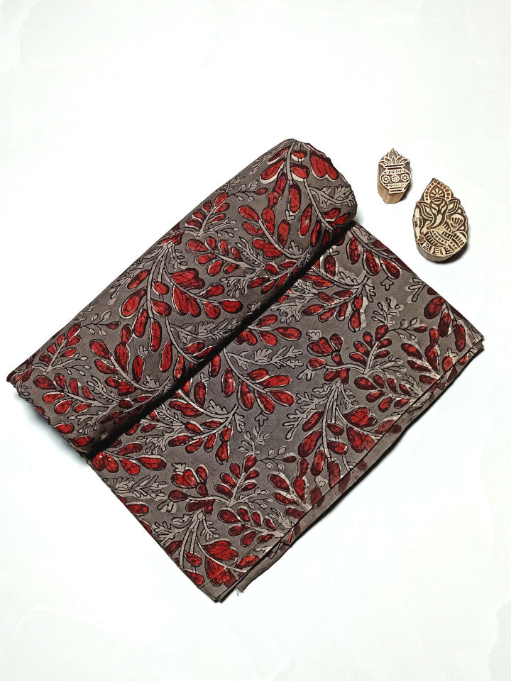 Jawtha Red Vanaspati Leave Print