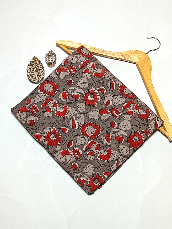 Jawtha Kalamkari Red Floral Jaal Flower Print