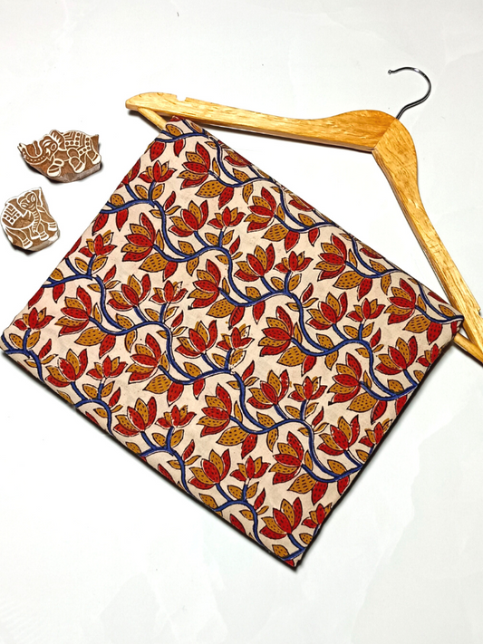 Bagru Kalamkari Orange and Brown Print