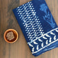 Zig Zag Jaal 2 Kaam Kalamkari Flower Indigo Base With Bander Border Off White Hand Block Print