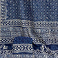 3 Kaam Chokdi Kalamkari Jaal Indigo Base With Off White Mud Dabu Jaal With Katli Off White Mud Border Hand Block Print