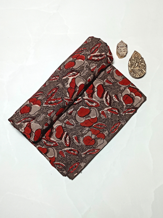 Jawtha Red And Grey Flower Ruuj Jaal Print