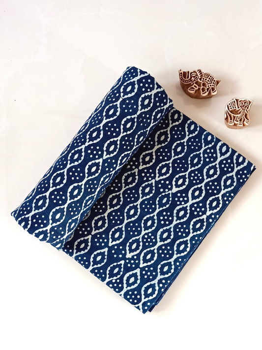 Dabu Indigo Geometric Chain Sakapara Print