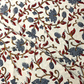 Bagru Kalamkari  Flower Jaal Base Cream , Flower Grey With Red Leave Colour Block Print Fabric