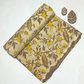 Ajrak Kashish Kalamkari Yellow & Brown Floral Jaal Print