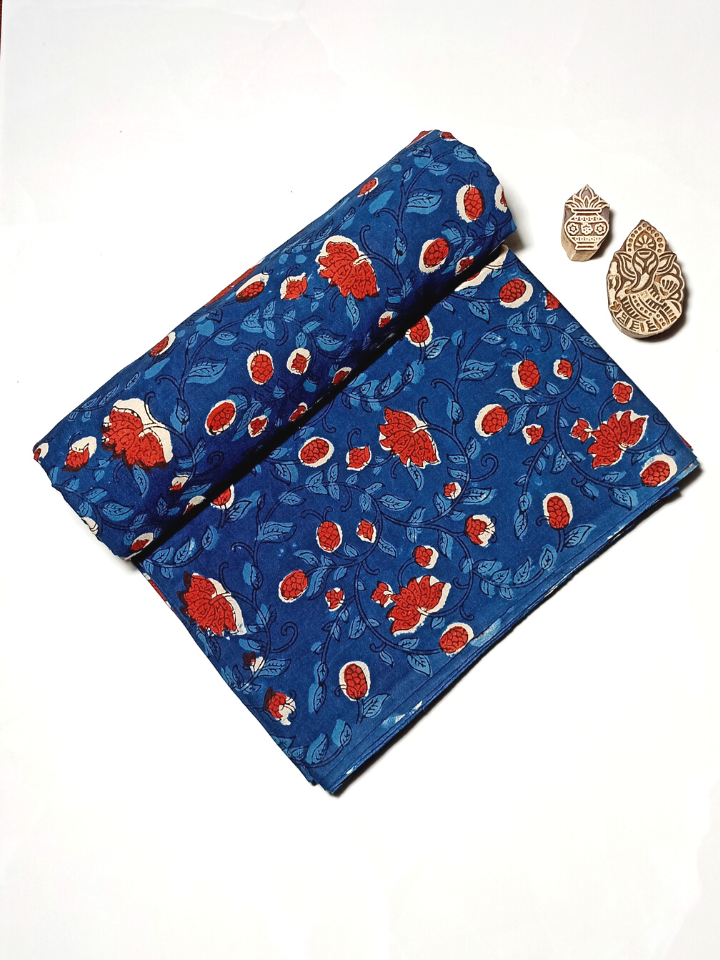 Jawtha Red And Indigo Patar Jaal Floral Print