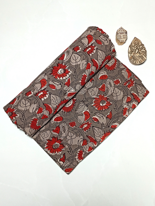 Jawtha Kalamkari Red Floral Jaal Flower Print