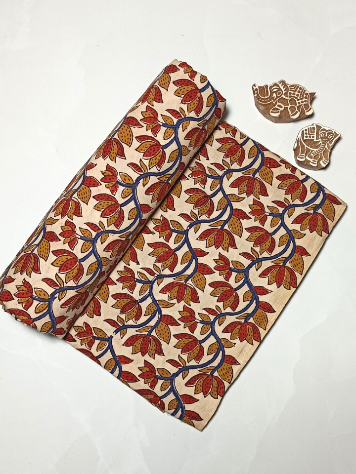 Bagru Kalamkari Orange and Brown Print