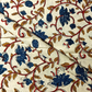 Bagru Kalamkari Flower Jaal Base Cream Flower Blue With Off Yellow Leave Colour Hand Block Print