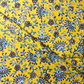 Bagru Floral Kalamkari Jaal 3 Kaam Base Yellow With Flower Grey Leave Off White Blue Colour Block Print Fabric
