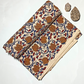 Bagru Kalamkari Mustrad Yellow Lotus With Blue Root Jaal Print