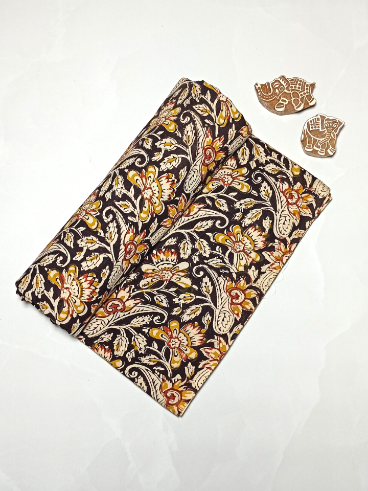 Bagru Kalamkari Floral Red And Orange  Print