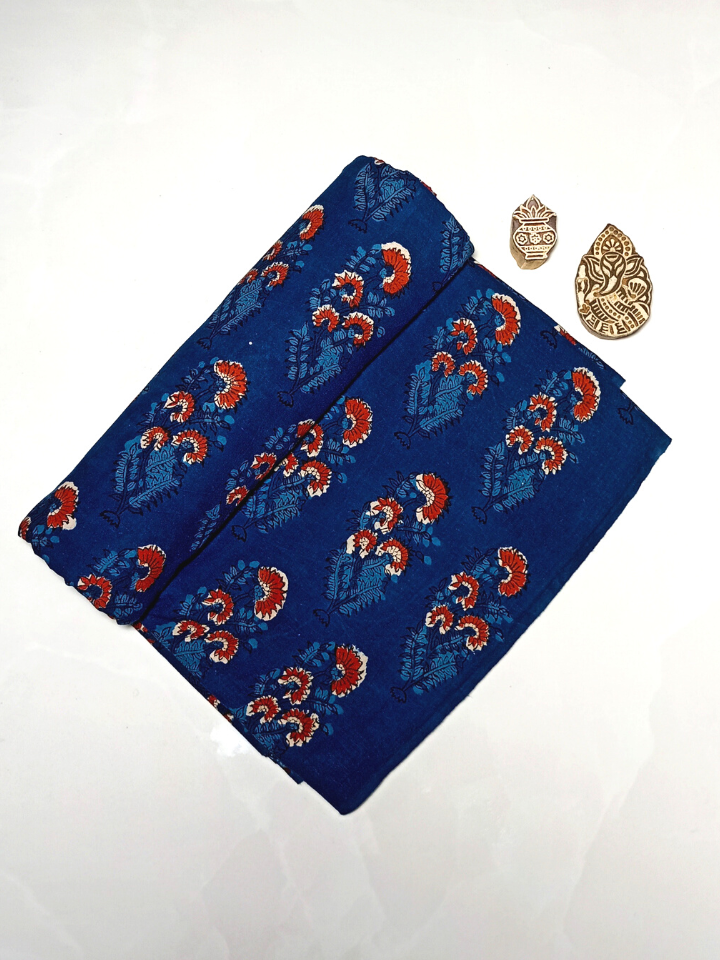 Jawtha Red And Indigo Floral Butta Print