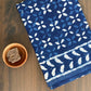 Krista Butti 2 Kaam Mud Dabu Indigo Base With Butti Off White With Gungur Dabu Mud Border Hand Block Print
