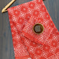 Chokdhi Small Jaal Orange With off White Jaal Hand Block Print Saree