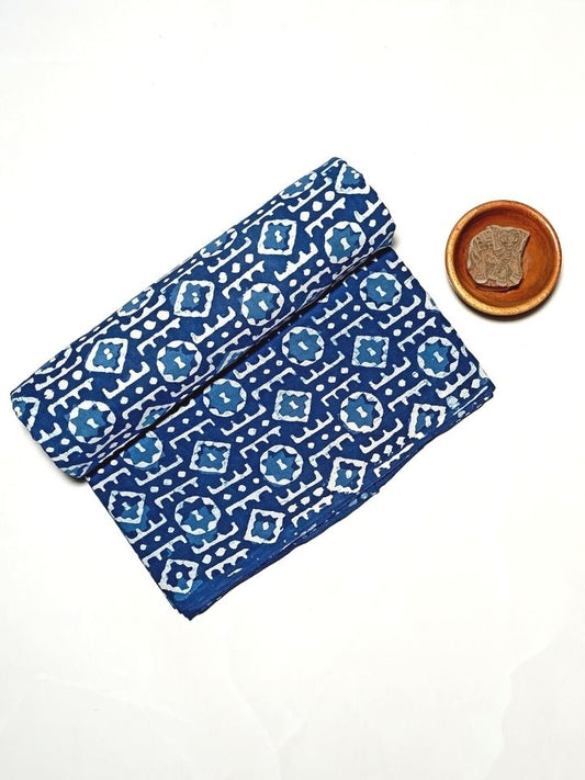 Small Katli Jall Indigo Base Hand Block Dabu Print Fabric