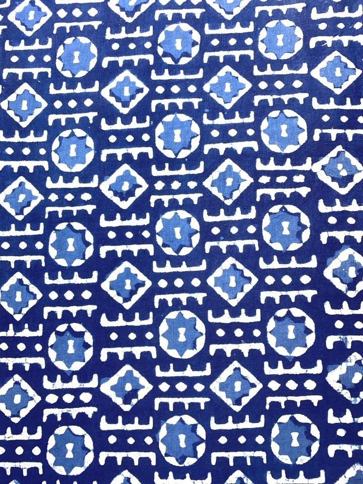 Small Katli Jall Indigo Base Hand Block Dabu Print Fabric