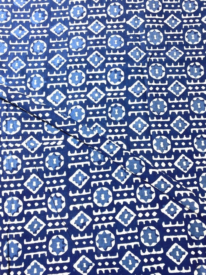 Small Katli Jall Indigo Base Hand Block Dabu Print Fabric