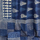 1 Kaam Keri Jaal Crismte  Motif Mud Dabu Indigo Base With Single Silli Border Off White Hand Block Print