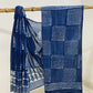 1 Kaam Keri Jaal Crismte  Motif Mud Dabu Indigo Base With Single Silli Border Off White Hand Block Print