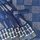 1 Kaam Keri Jaal Crismte  Motif Mud Dabu Indigo Base With Single Silli Border Off White Hand Block Print