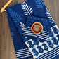 1 Kaam Keri Jaal Crismte  Motif Mud Dabu Indigo Base With Single Silli Border Off White Hand Block Print