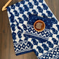 Keri Ki Ghad Single Kaam Off White Dabu Base With Indigo Keri Jaal With Double Chokdi Border Off Dabu Base Hand Block Print