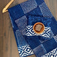 Single Stripes 2 Kaam Mud Dabu Indigo Base With Off Dabu Body  With Double Chokdi Border Off White Hand Block Print