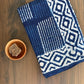 Single Stripes 2 Kaam Mud Dabu Indigo Base With Off Dabu Body  With Double Chokdi Border Off White Hand Block Print