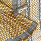 Bagru Small Old Butti Base Off Yellow With Off White Butti With Machu Black Border Hand Block Print Saree